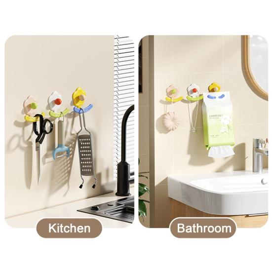 Blumenwandhaken Bohrlos Selbstklebend Robust Multifunktional Zuhause Büro Badezimmer Kleidung Hut Schal Handtuch Tasche Schlüssel Regenschirm Tasche Kleiderbügel