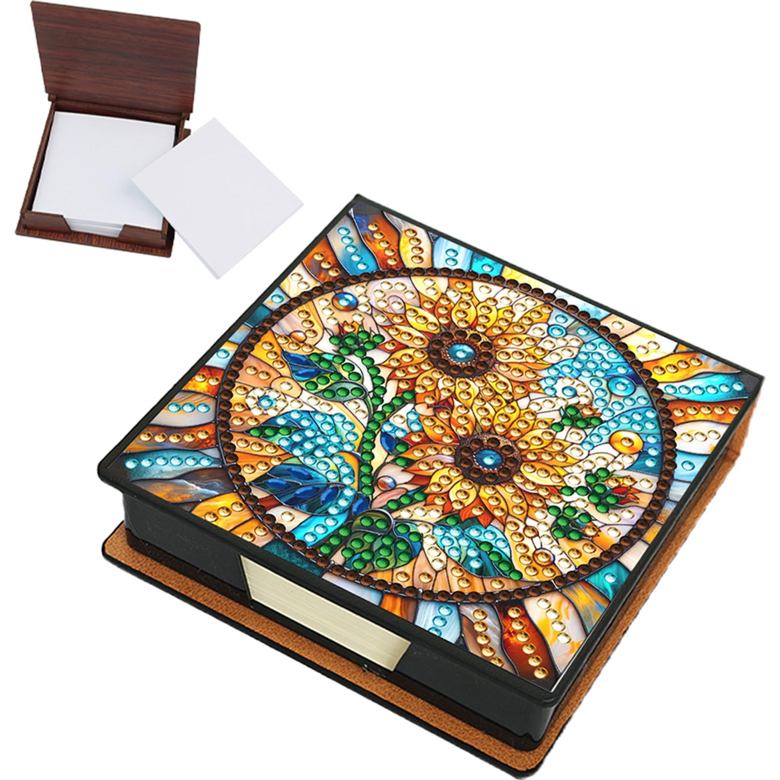 

Flowers Leather Gem Painting Memo Pad Holder Mosaic Kit Diamond Art Note Box with 150 Sheets of Paper for Adults Beginners
