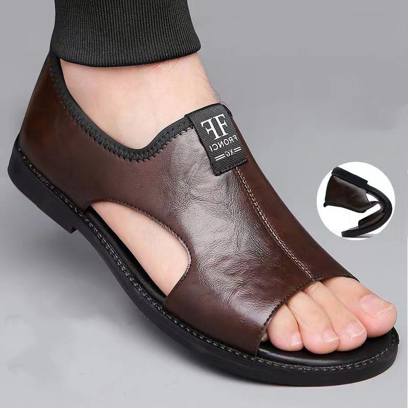 Sandals men's new large size men's casual leather sandals non-slip and breathable trend men's shoes