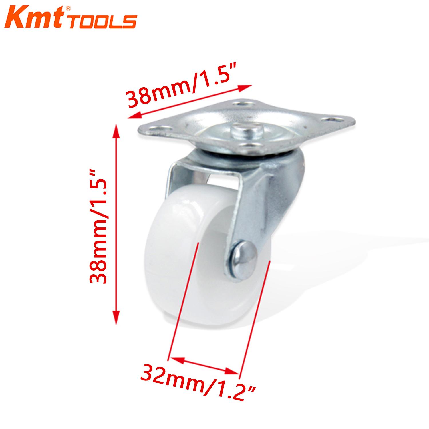 

KMT 4 шт. поворотные роликовые колеса, 1,25 дюйма, полипропилен с верхней опорной плитой на 360 градусов, грузоподъемность 44 фунта для мебельных тележек