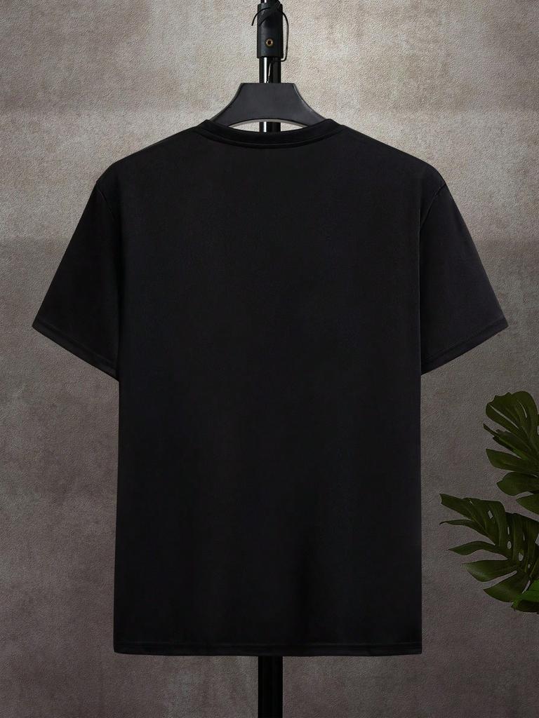 Men's Rose Printed Round Neck T-Shirt