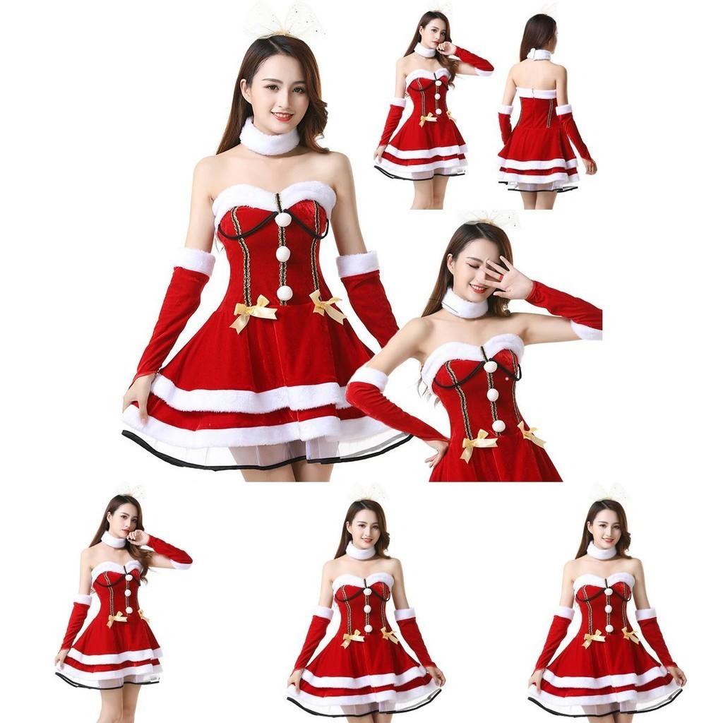 Christmas Santa Claus Costume Dress Backless And Strapless