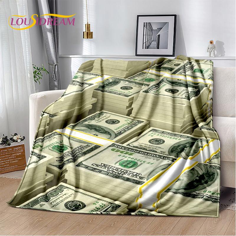 Zengin Dolar Euro Pound Para 3D Karikatür Battaniye, Yumuşak Atmak Battaniye Ev Yatak Odası Yatak Kanepe Piknik Ofis Seyahat Kapak Hediye Çocuk