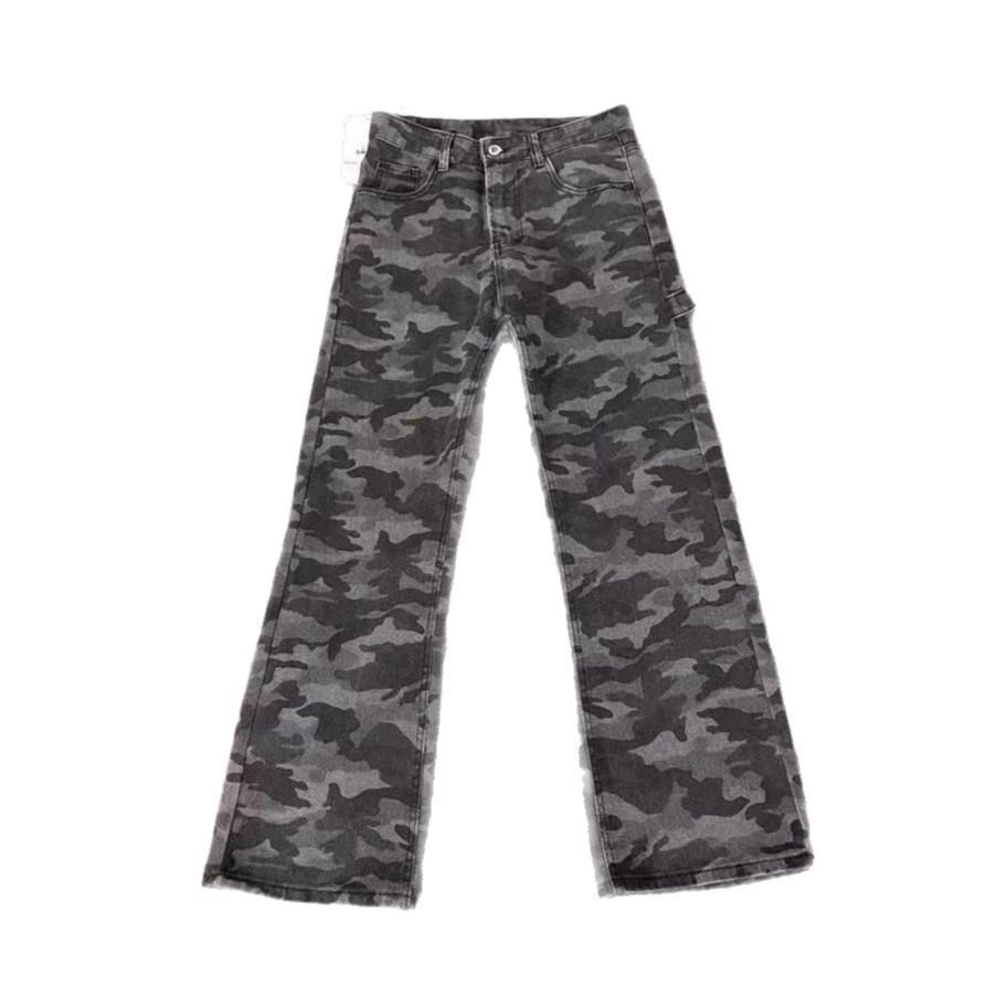 Amerikanische Streetwear-Werkzeug-Wide-Leg-Camouflage-Jeans Herren und Damen fließend Frühling Retro High-Waist locker und dünn gerade geschnittene Hose