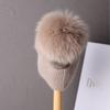 New In Hat Real Fox Fur Pom Poms Hat Women Outdoor Warm Skullies Beanie Winter  Hat For Women Rabbit Knitted Thick Cap Christmas
