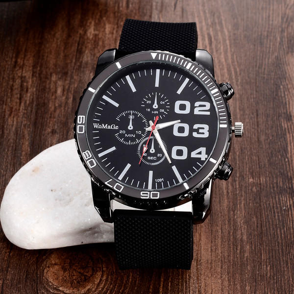 

Мужские модные кварцевые часы, 3 цвета, новый дизайн, силиконовые роскошные часы с круглым циферблатом чёрный