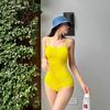 Elegante Traje de Baño Enterizo para Mujer Coreana - Estilo Sexy de Influencer, Control de Abdomen, Espalda Descubierta, Color Sólido
