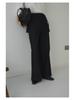 EVERTRUE High-Waisted Wide-Leg Women's Pants - 2026 Spring Korean Style, Loose Fit with Crotch Cover