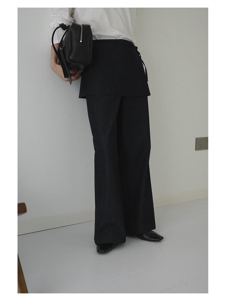 EVERTRUE High-Waisted Wide-Leg Women's Pants - 2026 Spring Korean Style, Loose Fit with Crotch Cover