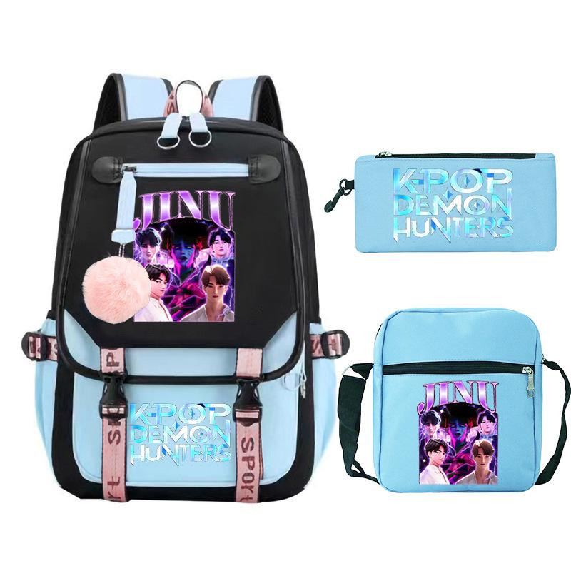 KPop Demon Hunters Fashion Student School Bag Shoulder Backpack Casual Pencil Bag