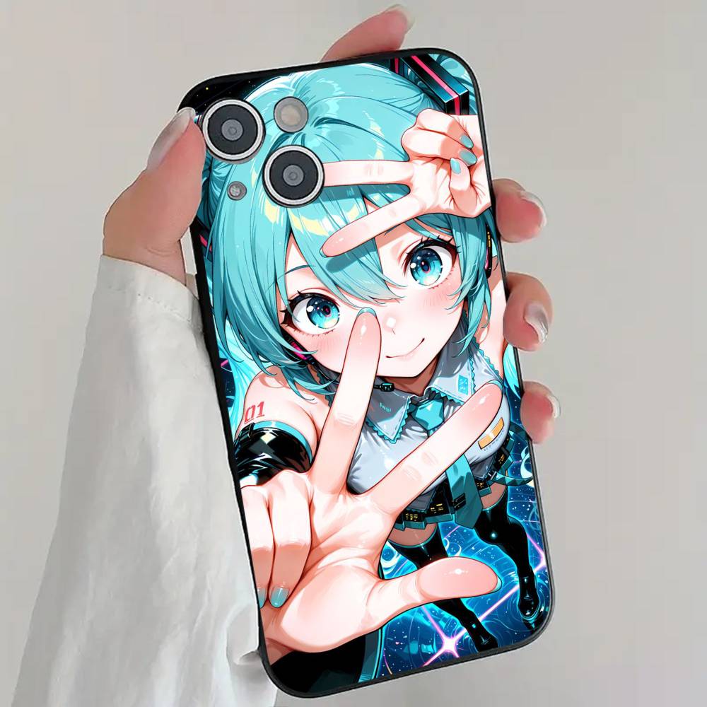 Virtual Singer H-Hatsune M-Miku Phone Case Cool Black Silicone Soft For IPhone 16 15 14 13 12 11 X XR Plus Pro Max Plus