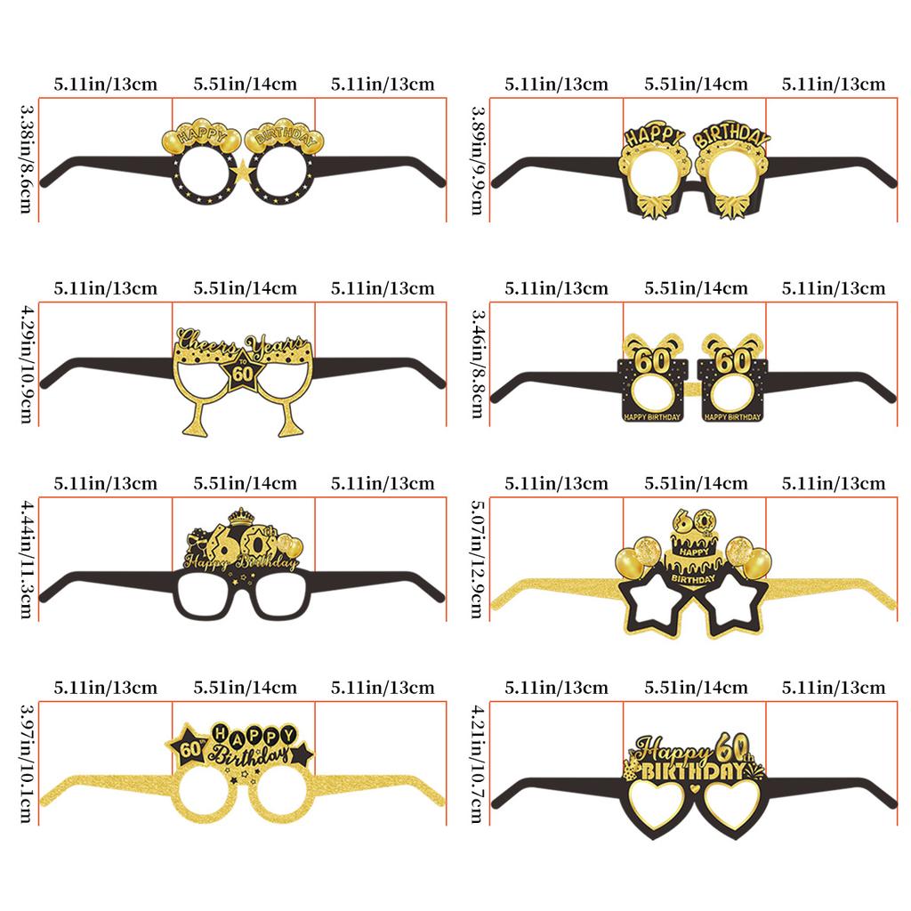 8Pcs18~ 80Th Birthday Party Decoration Glasses Birthday Party Atmosphere Photo Props