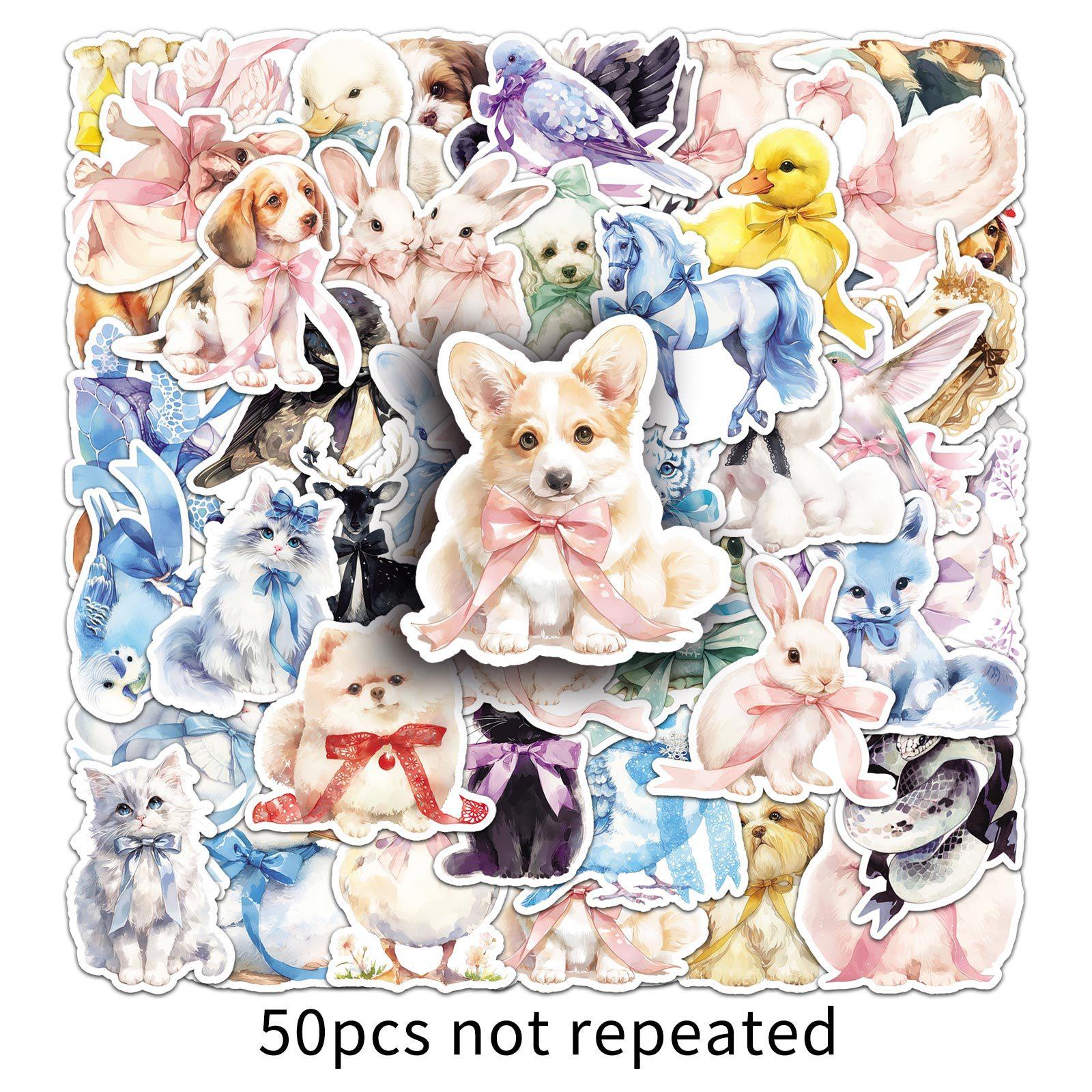 

50 Bow Animal Soft Cute Cartoon Cute Creative Waterproof Decoration Computer Phone Mug Sticker
