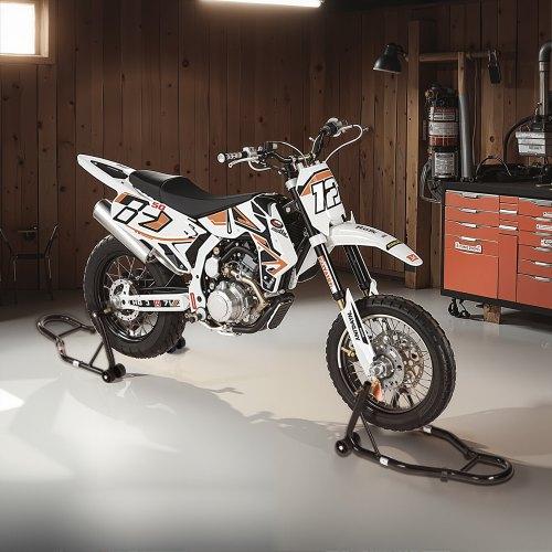 VEVOR Motorcycle Stand Lift, 1100lbs Capacity Front Rear Combo Stand Lift, Front Wheel Dual-Fork Stand, Rear U+L Fork Swingarm Spool Stand