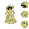 16inch Ceramic Doll with Hat and Hair Porcelain Beautiful Woman Miniature Figure for
