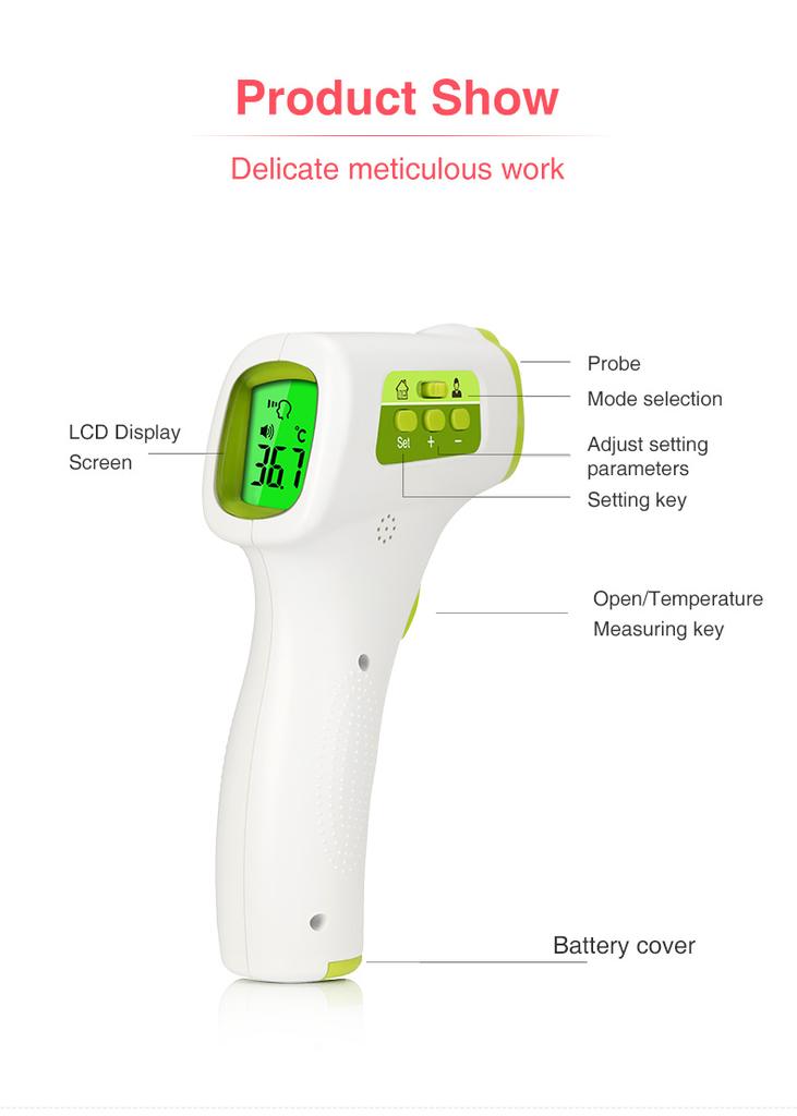 Stock Factory Electric LCD Screen Infrared Thermometer Forehead Gun Children Adult Non Contact Thermometer