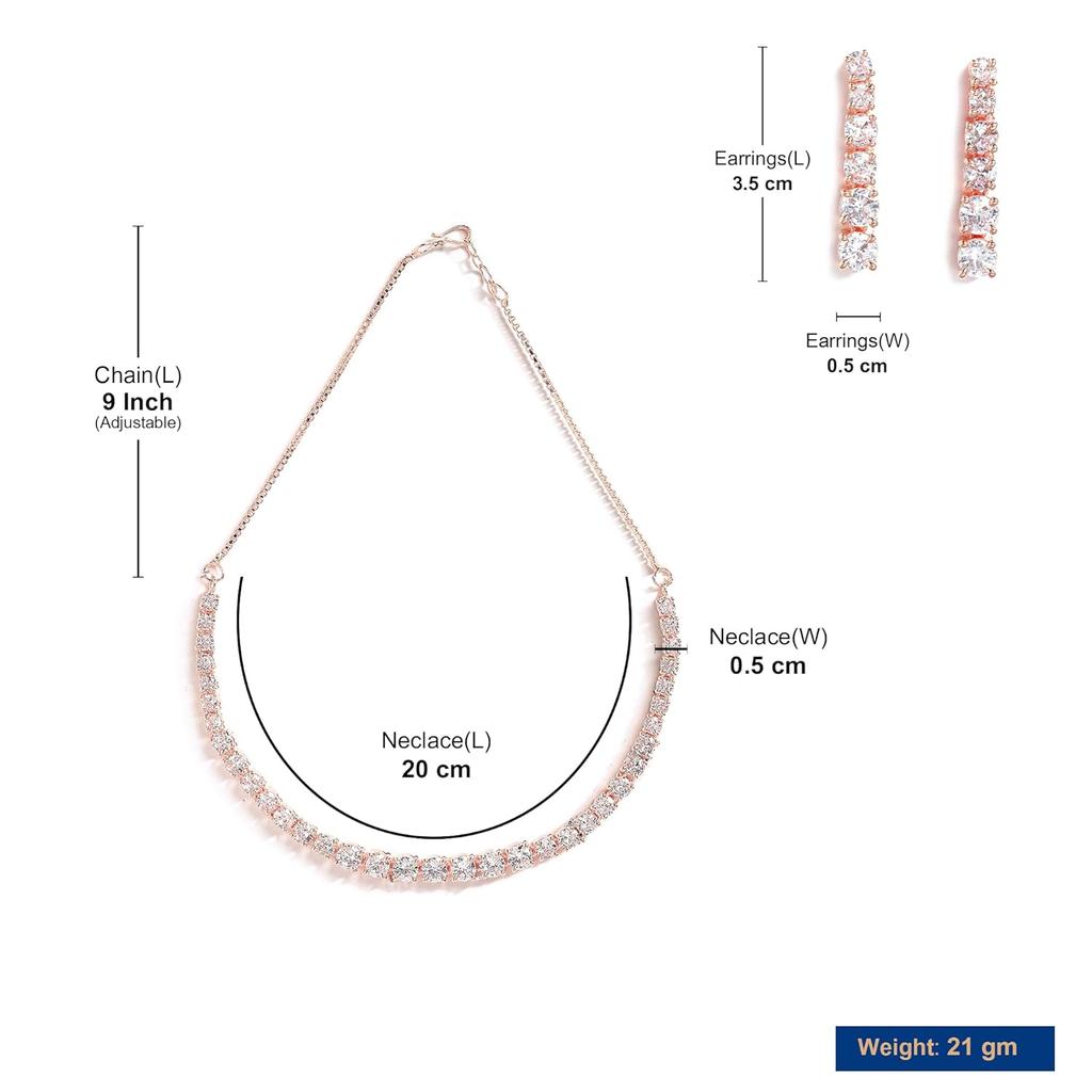 Smyckesset Klassisk Stil AD/Amerikansk Diamantbesatt Roséguldpläterad Handgjord Cirkelhalsbandsset för Kvinnor & Flickor