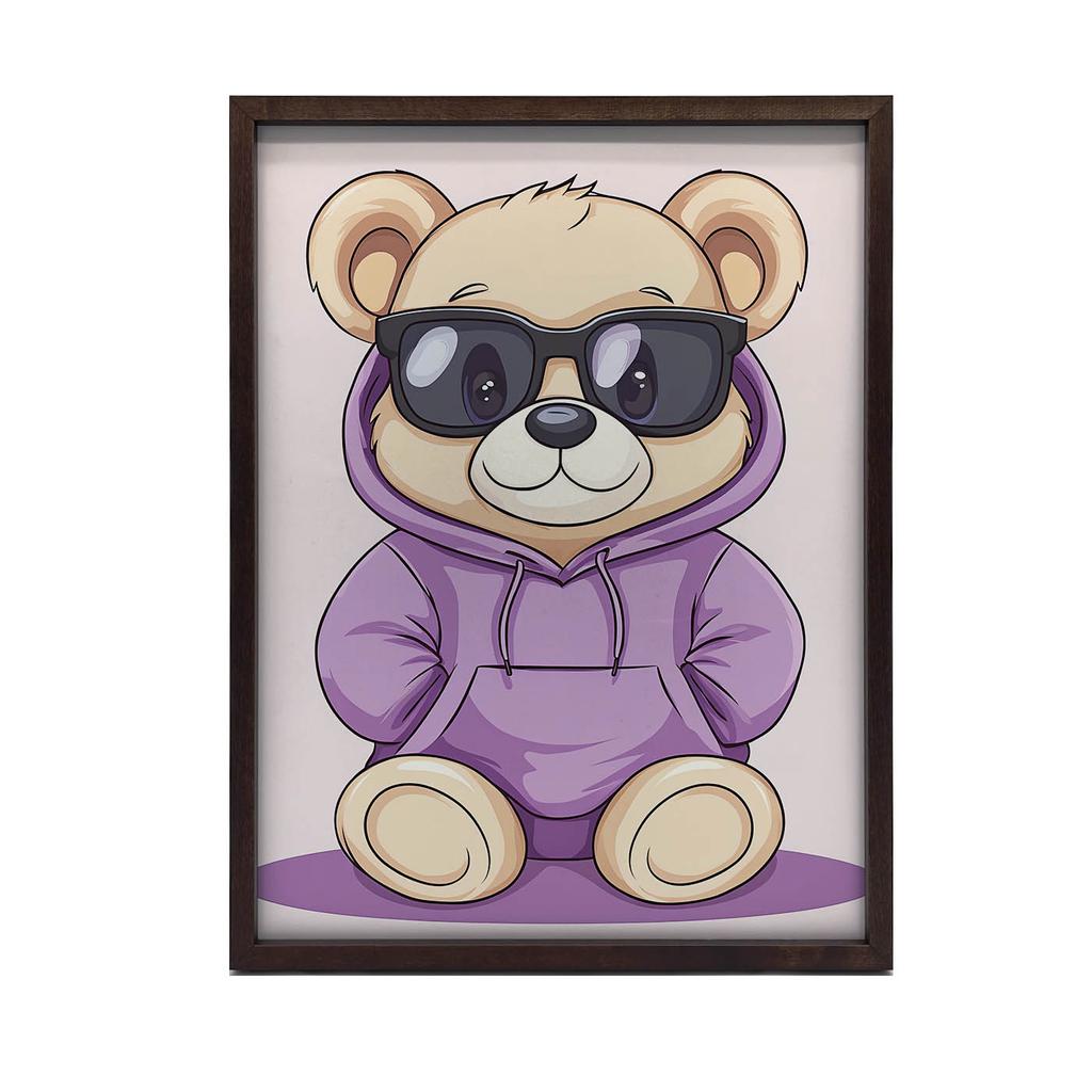 Plakat Miś W Fioletowym Hoodie Plakat Miś W Fioletowym Hoodie, 70X100 Cm, Bez Ramy, Płótno Premium Na Blejtramie