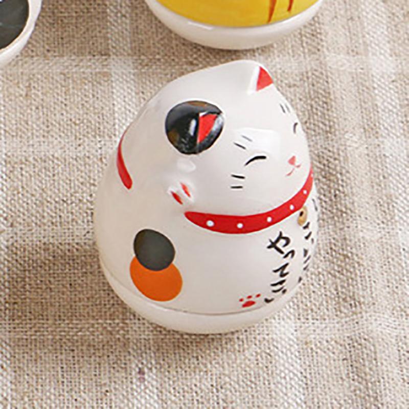 Japanese Ceramic Lucky Cat Tumbler Daruma Crafts Cartoon Lucky Cat Ornaments Landscape Home Decor Fortune Cat Statue Figurines