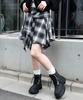 WEGO Irregular Hem Mini Checkered Korean Size Black Women's Flannel-Like Skirt, Skirt, Fall/Winter Outfit, Streetwear, Casual, Style, Gift, F,