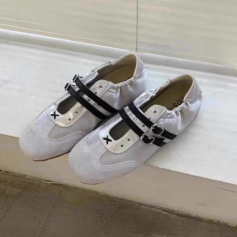 Leather Retro Mary Jane Shoes Women's Spring and Summer New Versatile Color Matching Suede Ballet Shoes