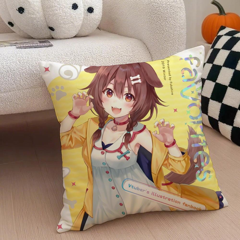 Playful Cute Japanese VTuber IINUGAMI KORONE Cushion Cover Throw Pillow Cover Hidden Button Durable Polyester Chair Cushion