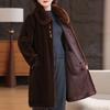 Zimní dlouhý kabát z umělé kožešiny pro ženy Hřejivý hustý luxusní svrchník Elegantní bunda z kožešiny pro ženu středního věku