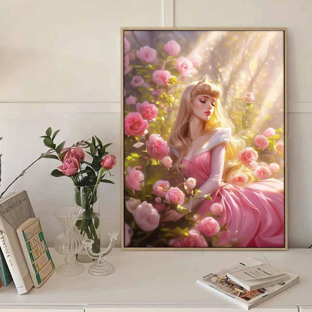 DIY Diamond Painting The Princess Among The Flowers Cross Stitch Kit Mosaic Art Diamond Painting Full Circle Diamond Home Decoration