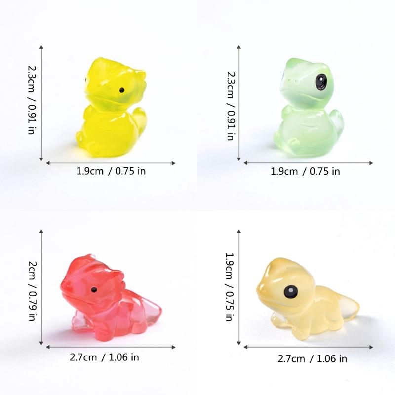 4Pcs Glowing In Dark Reptile Figurines Decoration Handmade Resins Craft For Bedroom Shelf Desk DIY Collection Ornaments