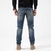 Brand denim men's high street elastic jeans men's popular trendy brand slim-fit straight retro washed casual trousers