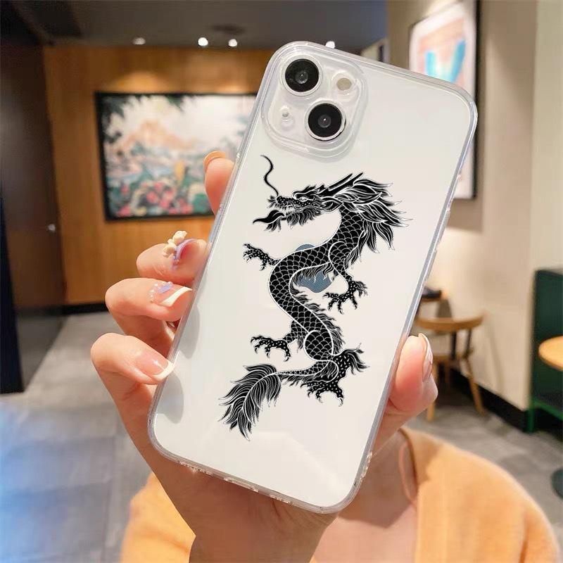 

Модний прозорий чохол для телефону Dragon для iPhone 14 13 11 12 Pro Max X XR XS 7 8 Plus SE М’який силіконовий чохол Luxury Coque Funda Capa iPhone XS Max