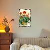 2D Flat, 1 Hand-Painted Iron Wall Decor - Vibrant Red Geraniums and Green Vines in a Rustic Tin Pot, 20x30cm/8x12in