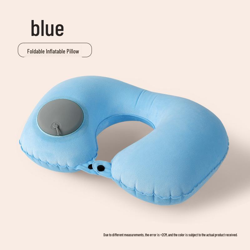 Inflatable U-shaped Travel Neck Pillow - Portable, Ergonomic, Height-Adjustable, Storable Milk Silk Design