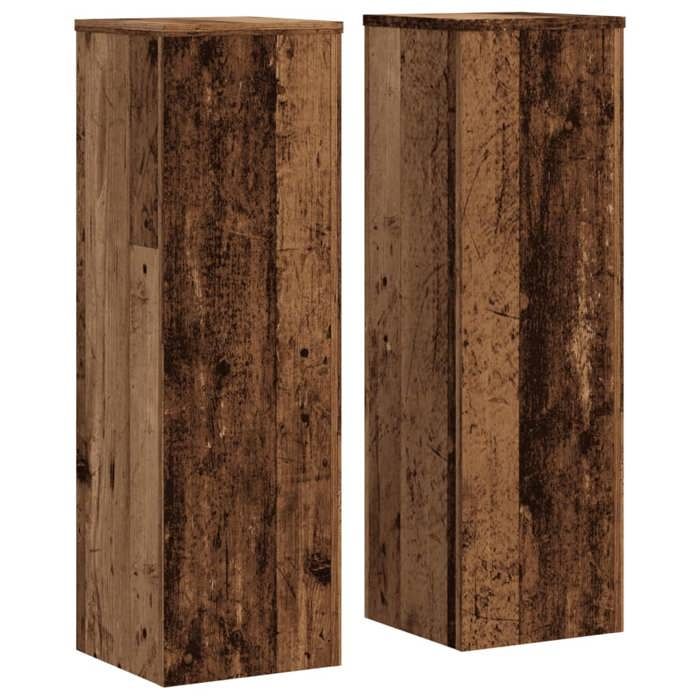 VidaXL Supports pour plantes 2 pcs vieux bois bois d'ingénierie, support de fleurs, support de pot de plante, support de 852949