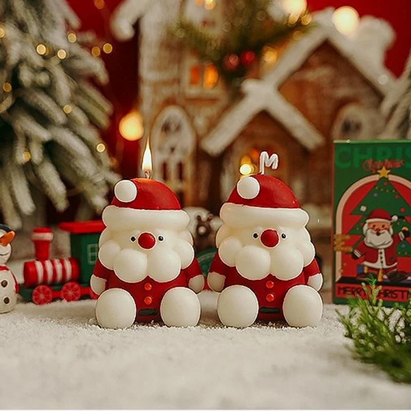 New Year Candles Christmas Candles Decorative Christmas Santa Fragrant Candle for Guest Gift Set