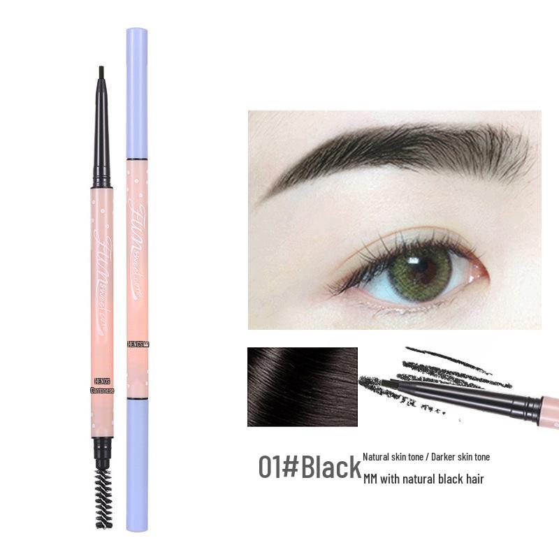 Henss Ultra-Fine Double-Ended Eyebrow Pencil - Waterproof, Sweatproof, Smudge-Proof, Colorfast, Natural, Super Fine.