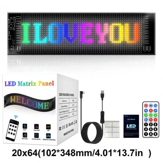 

2026 New Car LED Soft Screen APP Bluetooth Control RGB Full Color Rear Window Sticker Display 20x64