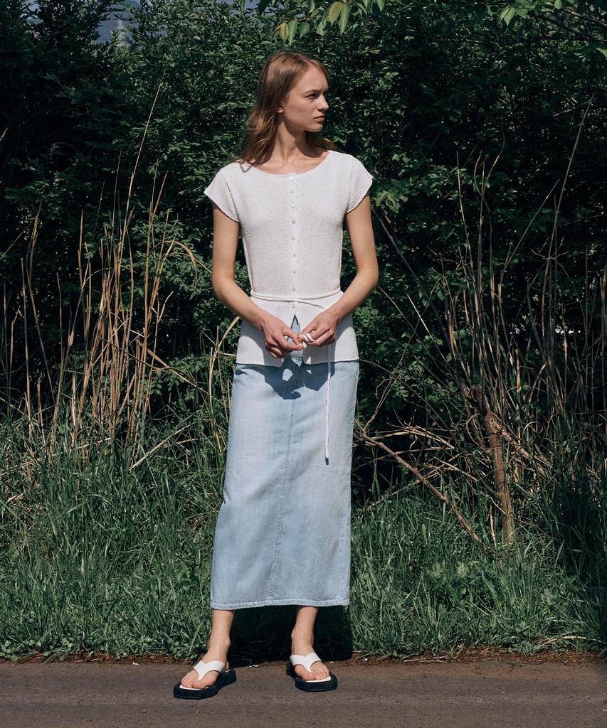 Lamerei H-Line Denim Long Skirt[Lmbesudn5208]-Light Blue