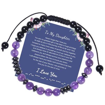Morsecode 'Ich liebe dich' Amethyst Armband für Tochter
