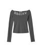 ARCLIVE Ribbed Slim Off-Shoulder T-Shirt (Dark Gray)