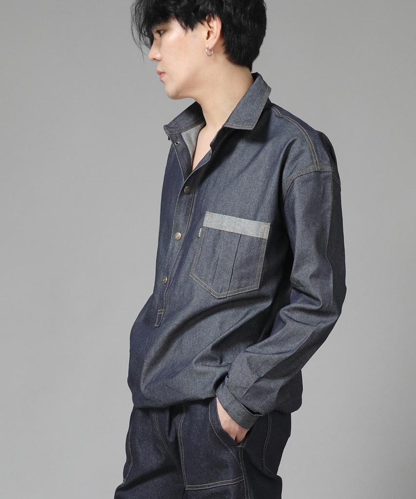 Seinteukeulu Wrinkle Pocket Anorak Shirt Wpa-413 Denim Light Indigo