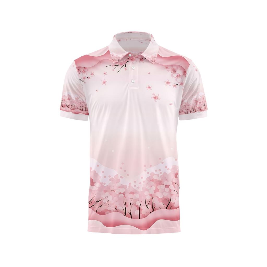 Japanese Cherry Blossom Pattern Polo Shirt For Men Women 3D Print T-Shirts Harajuku Street