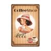 Vintage Fresh Coffee Plaque Metal Tin Sign Retro Drink Coffee Poster Wall Stickers for Cafe Shop Restaurant Home Room Decor