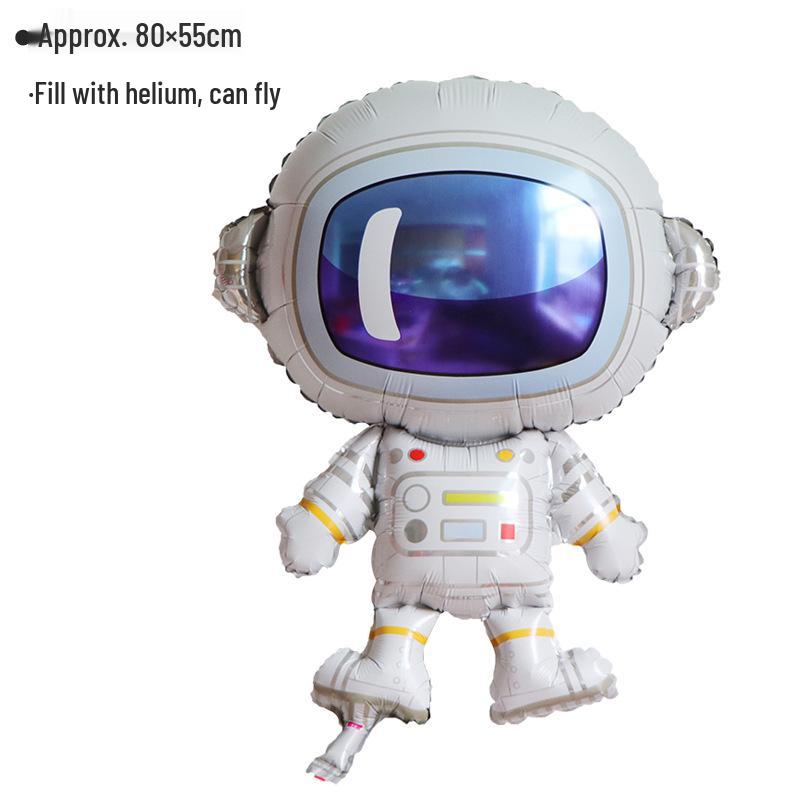 Large Space-Themed Cartoon Balloon Set: Astronaut, Spaceship, Sci-Fi, Anime Party Decorations