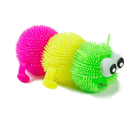 Glowing Hair Puffer Caterpillar Soft Anti-Stress Sensory Fidget Kids Squeeze Toy