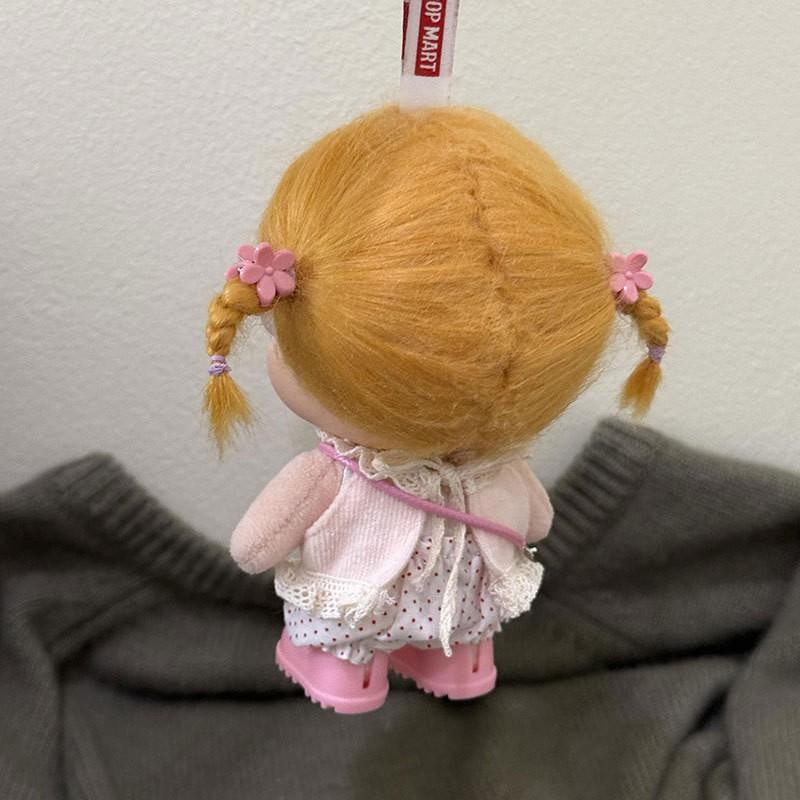 15cm Doll Clothes Set Crybaby Dolls Soft Peach Vacation Outfit With Polka Dot Pants Top Crossbody Bag Pink Shoes Clip