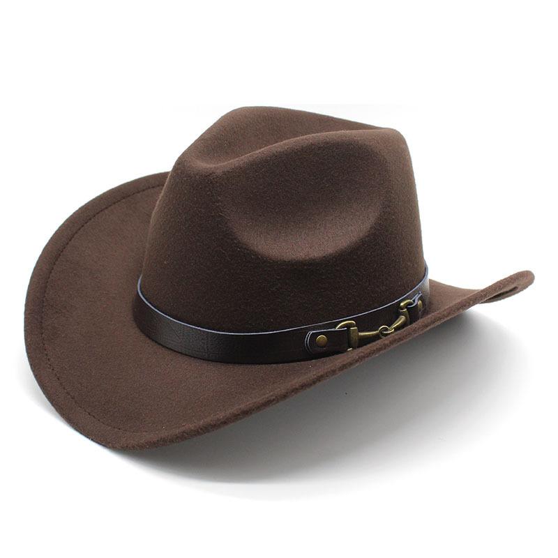 Popular Belt Buckle Big Edge Crimped Top Hat, Western Cowboy Hat, Woolen Felt Hat, Jazz Hat Czy-222