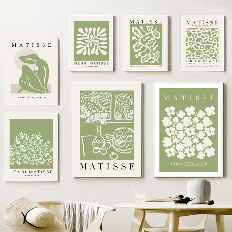 Yeşil Henri Matisse Deniz Yosunu Kesme Vazo duvar sanatı tuval yağlıboya İskandinav Posterler Ve Baskılar Duvar Resimleri Oturma Odası Dekor Için