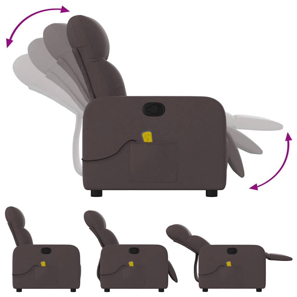 Massage Chair Dark Brown Fabric