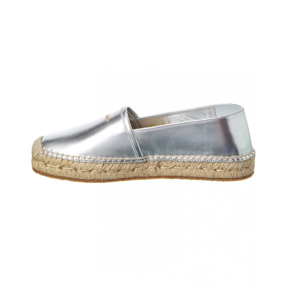 Salvatore Ferragamo Ferragamo Alma Leather Espadrille Silver